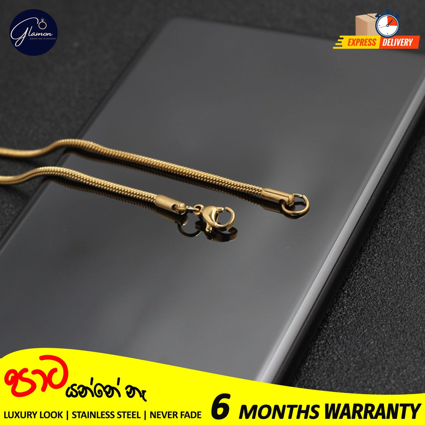 2mm Round Snake Chain Stainless Steel Gold- SIlver