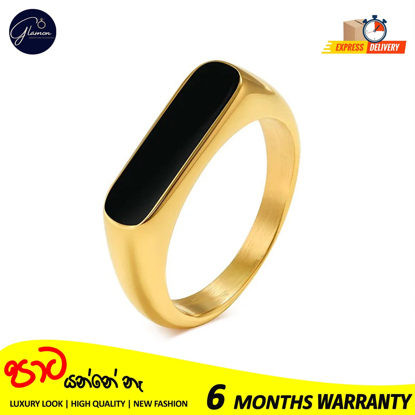 Glamon BlackWave Gold Ring For Men Women Stainless Steel Simple Trendy Fashion Vintage Rings Women Men unisex Jewelery Gift