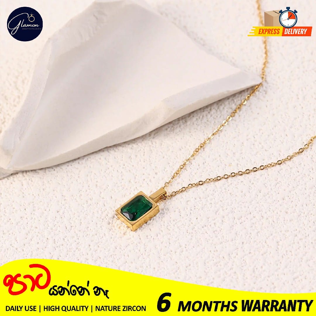 Glamon High Quality Red Green White Necklace For Girls Stainless Steel Gold Chain Clavicle Luxury Zircon Gold Plated necklace Women Jewellery Gift