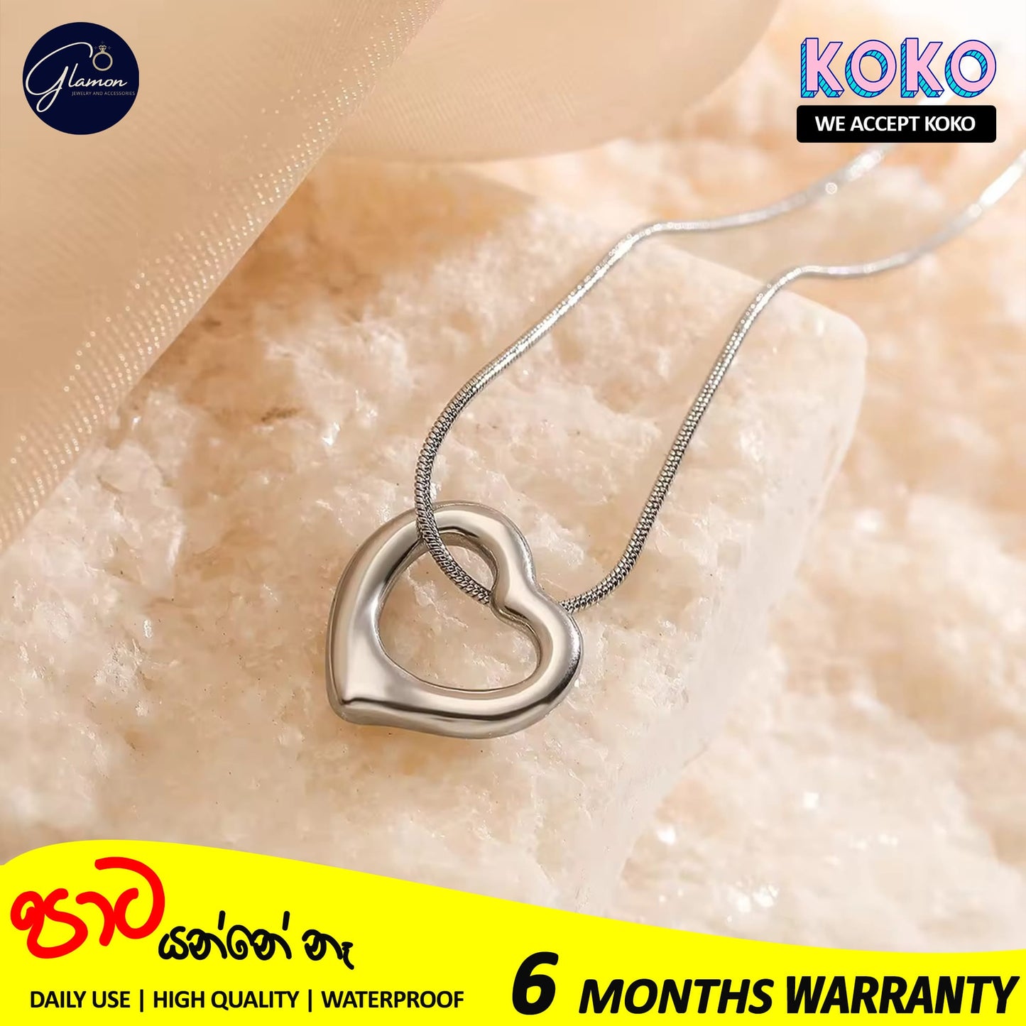 Glamon Amora Heart Necklace For Girls High Quality Waterproof 316L Stainless Steel Simple Timeless Elegance Girls Nekles Stylish Fashion Jewelery Love Gift