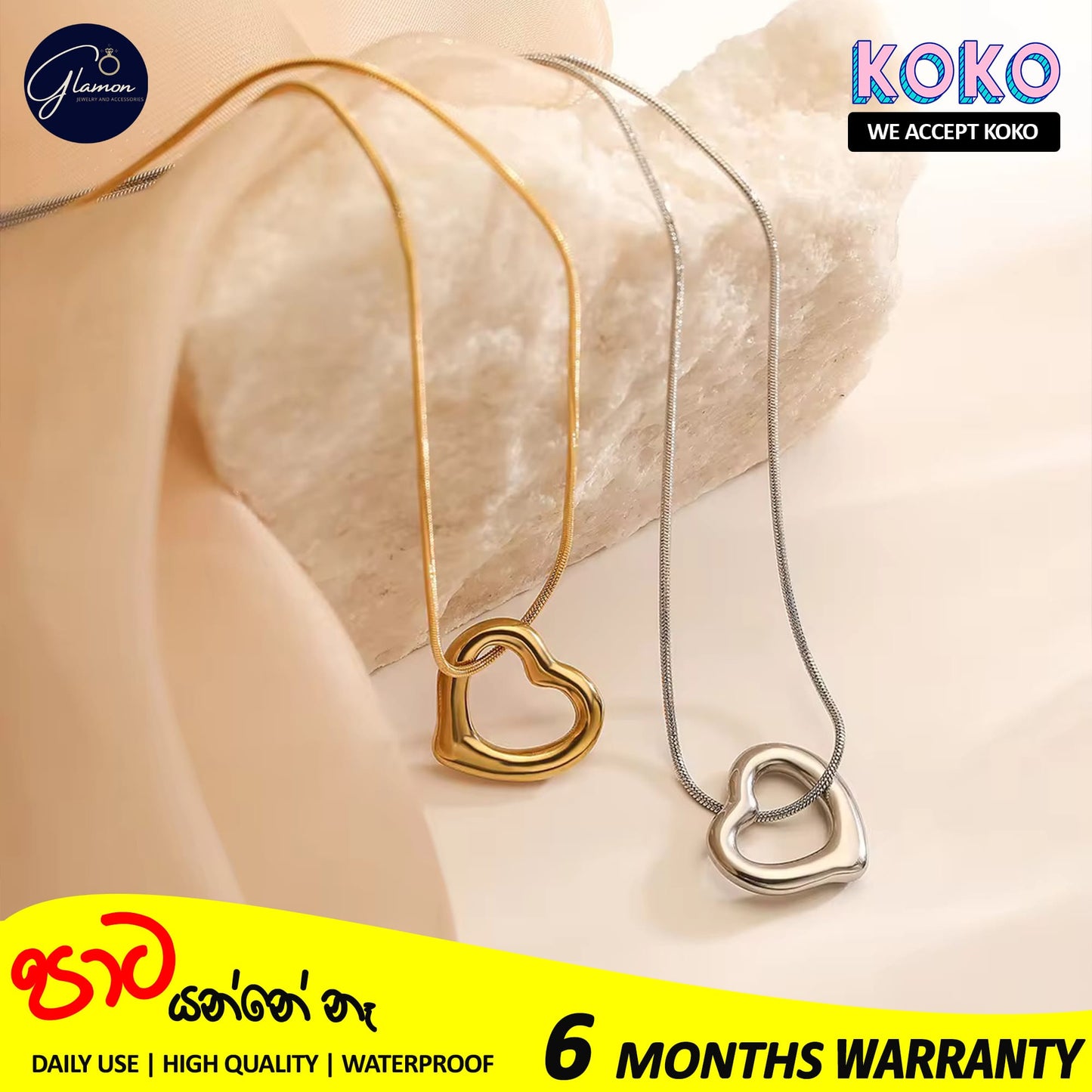 Glamon Amora Heart Necklace For Girls High Quality Waterproof 316L Stainless Steel Simple Timeless Elegance Girls Nekles Stylish Fashion Jewelery Love Gift