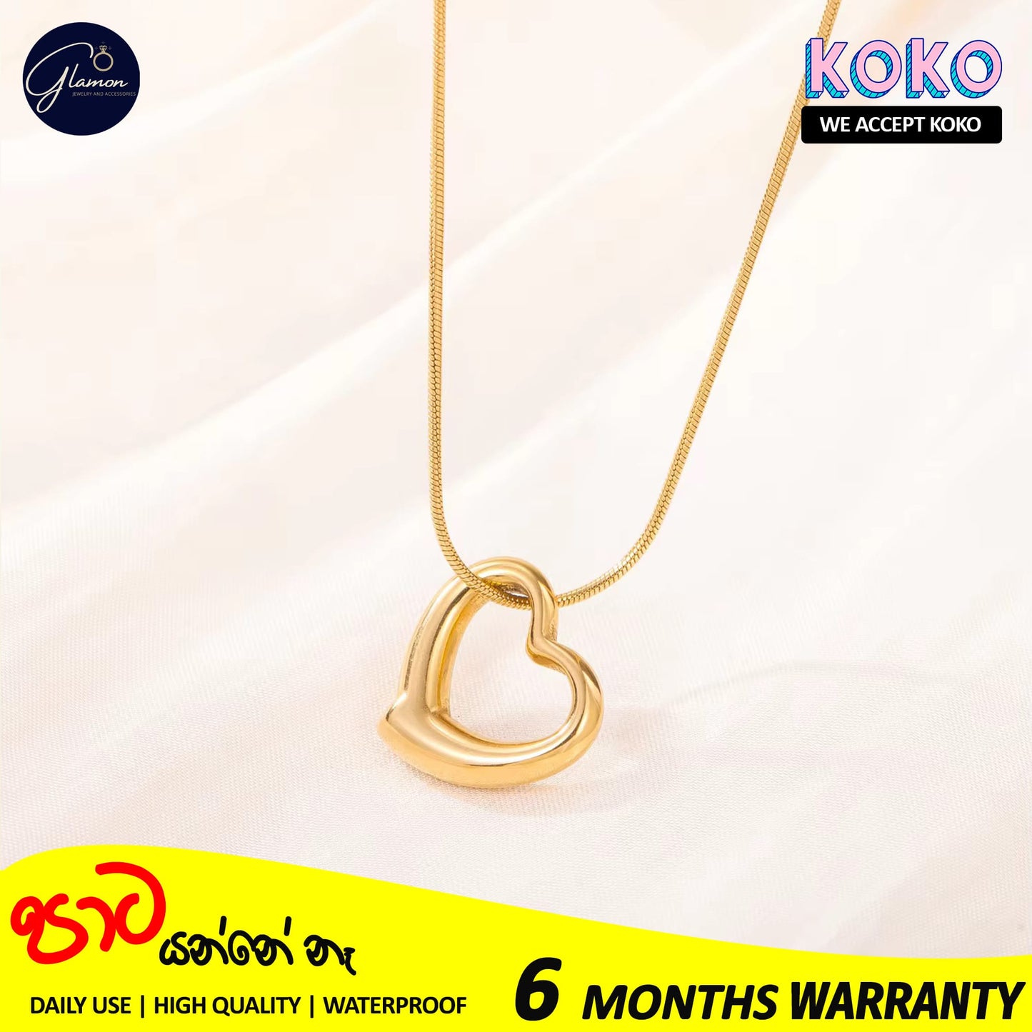 Glamon Amora Heart Necklace For Girls High Quality Waterproof 316L Stainless Steel Simple Timeless Elegance Girls Nekles Stylish Fashion Jewelery Love Gift