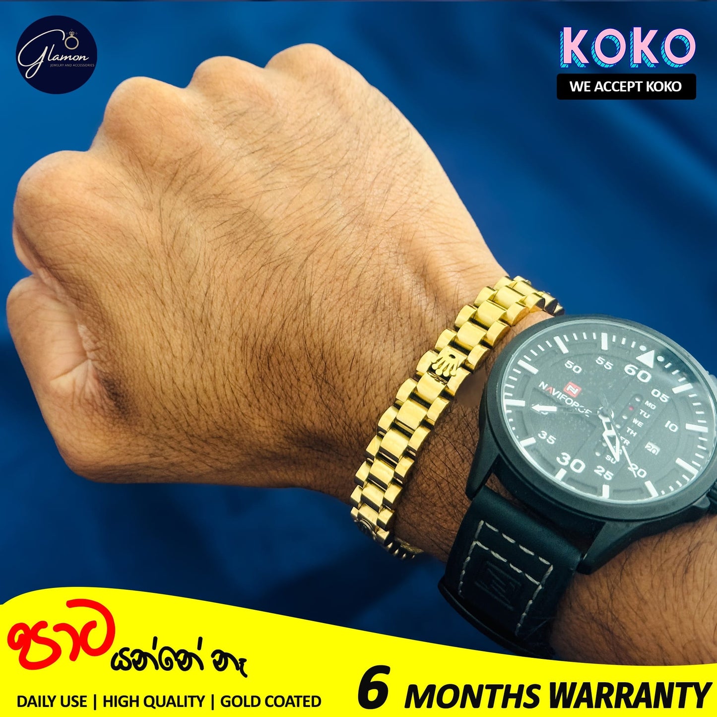 Glamon Rolex Design Bracelet For Men - GOLD - High quality Bracelets Gift For Boys Birthday