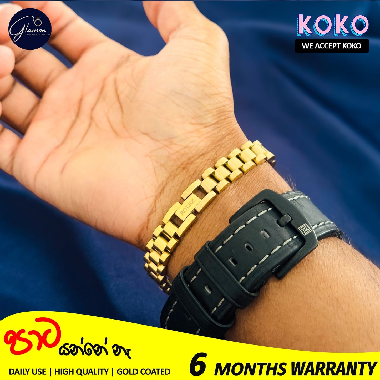 Glamon Rolex Design Bracelet For Men - GOLD - High quality Bracelets Gift For Boys Birthday