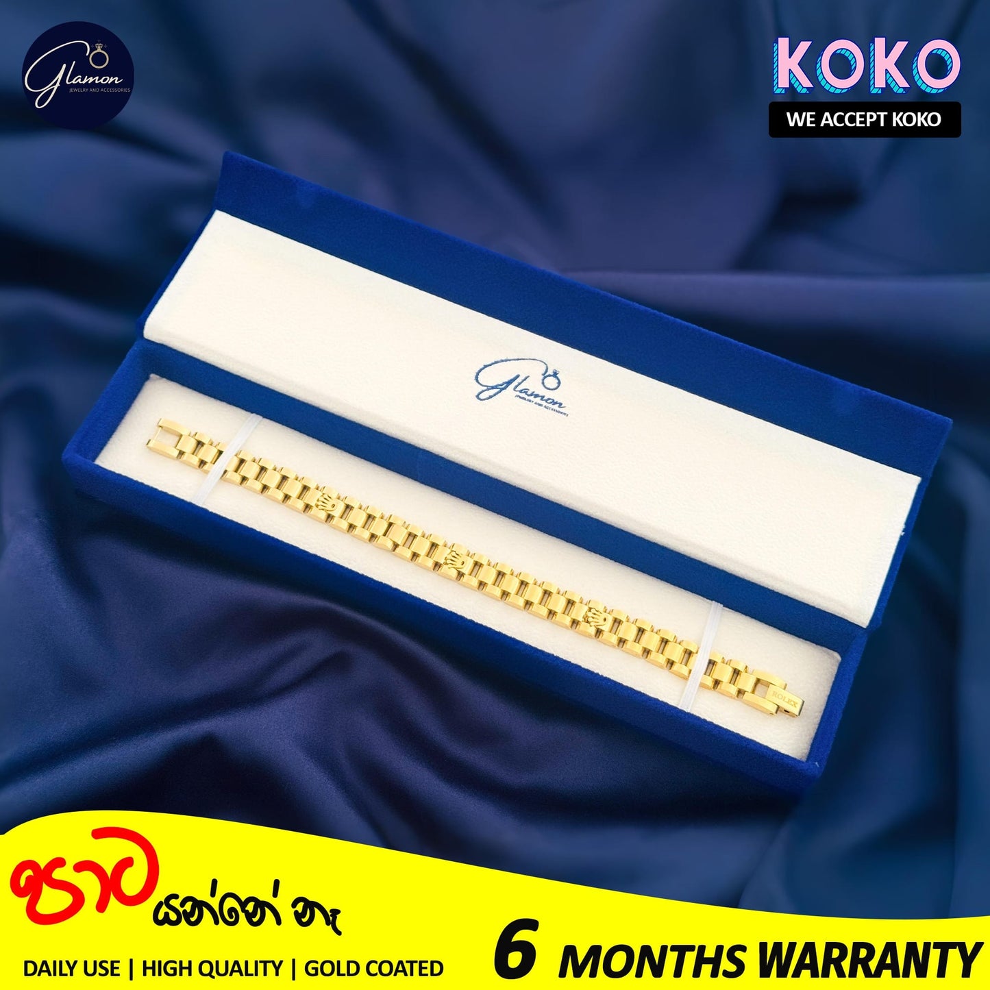 Glamon Rolex Design Bracelet For Men - GOLD - High quality Bracelets Gift For Boys Birthday