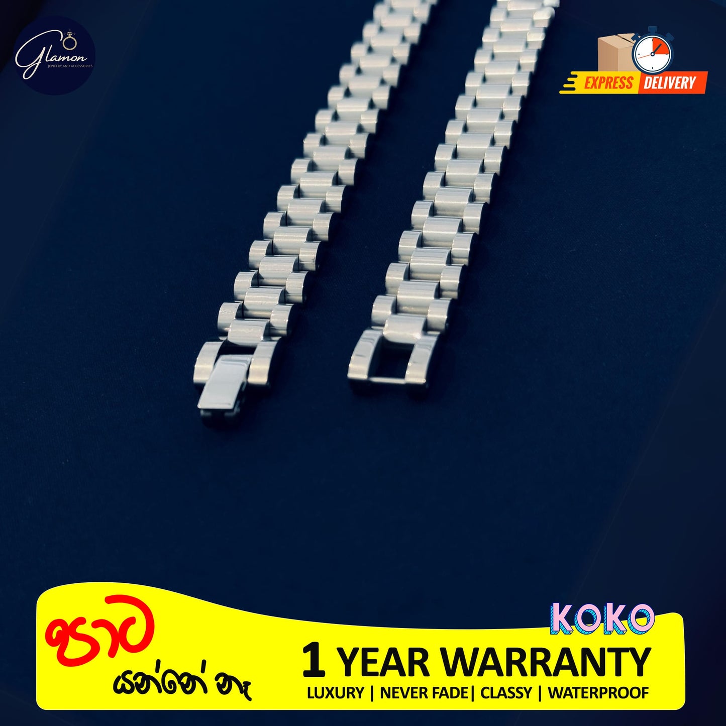 Glamon Silver Color 10mm Wide Wristband Bracelet For Men Waterproof Stainless Steel Mens bracelet