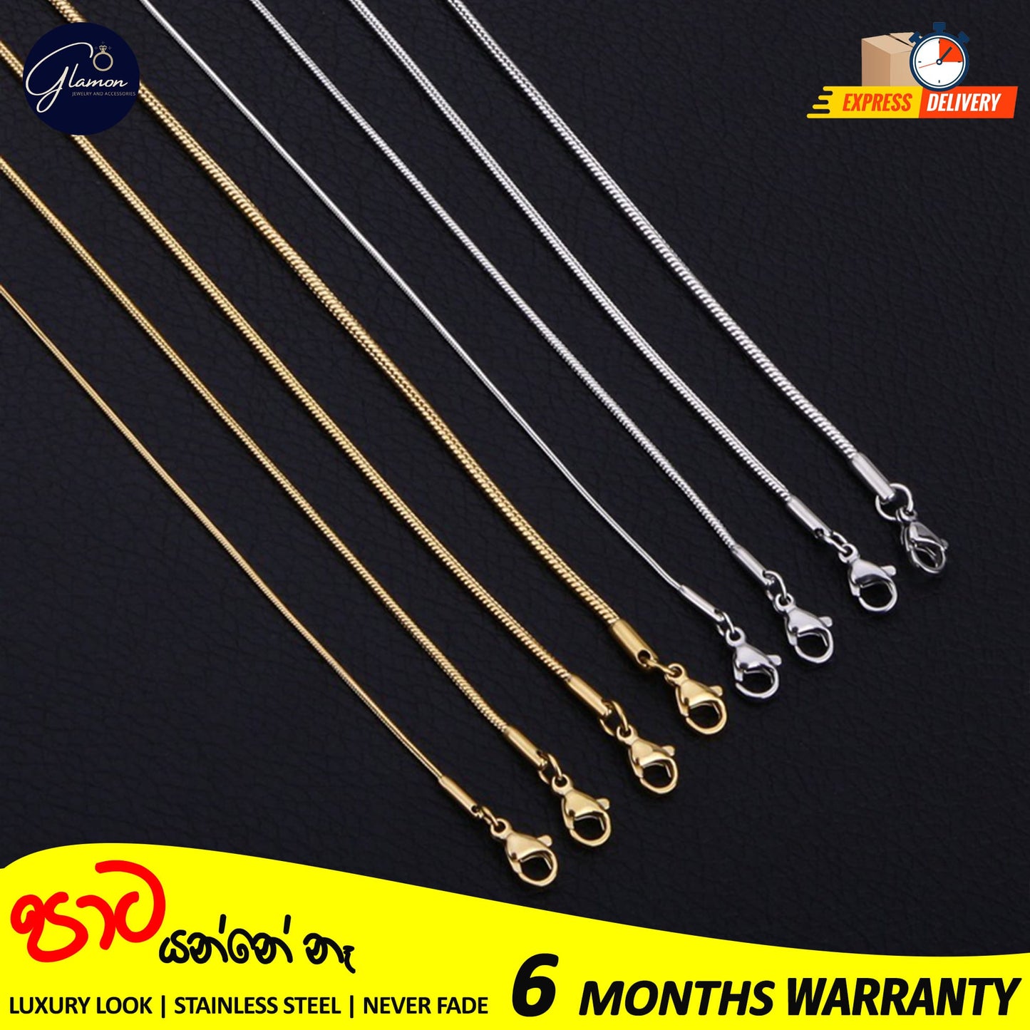 2mm Round Snake Chain Stainless Steel Gold- SIlver