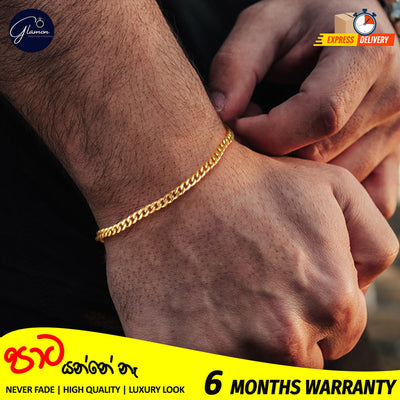 4mm Cuban Link Bracelet Gold Color Waterproof