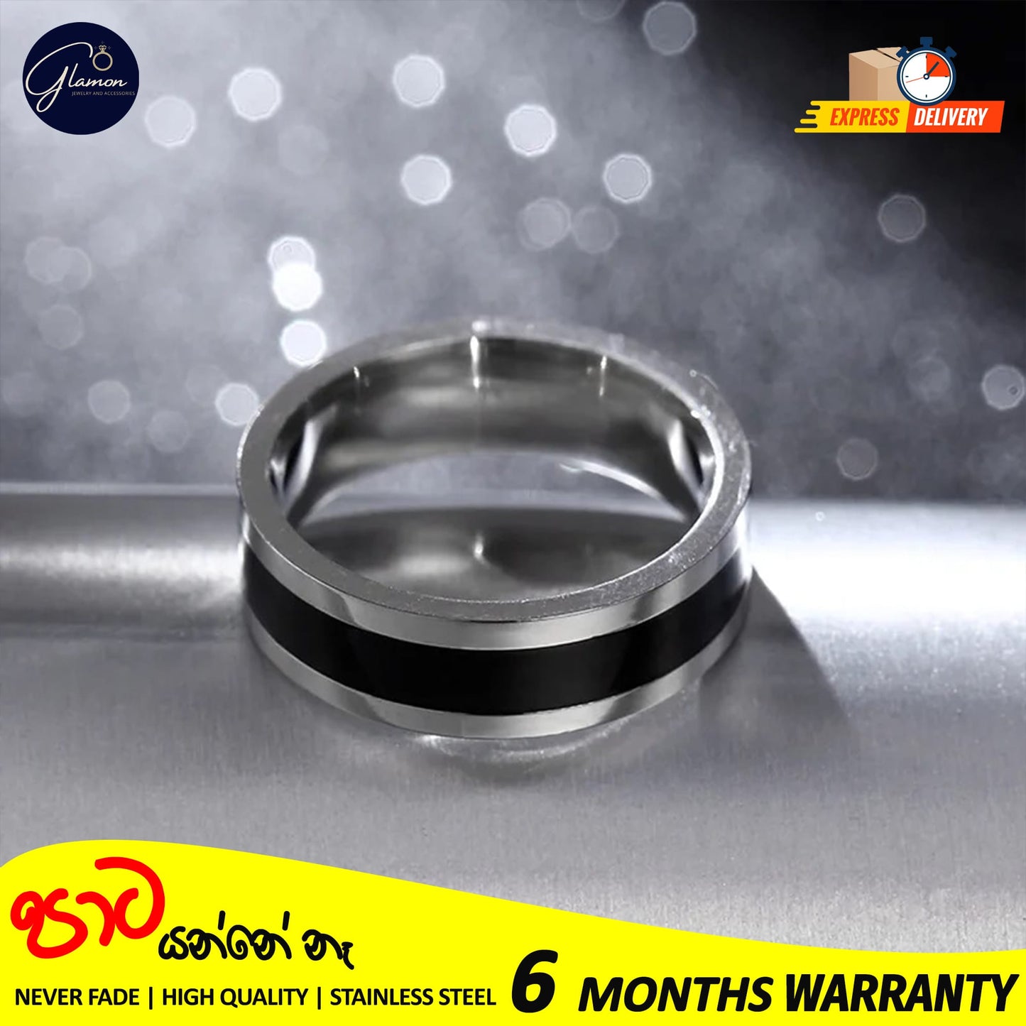 Stainless Steel Classic Black Enamel Rings For Boys High Quality Never Fade
