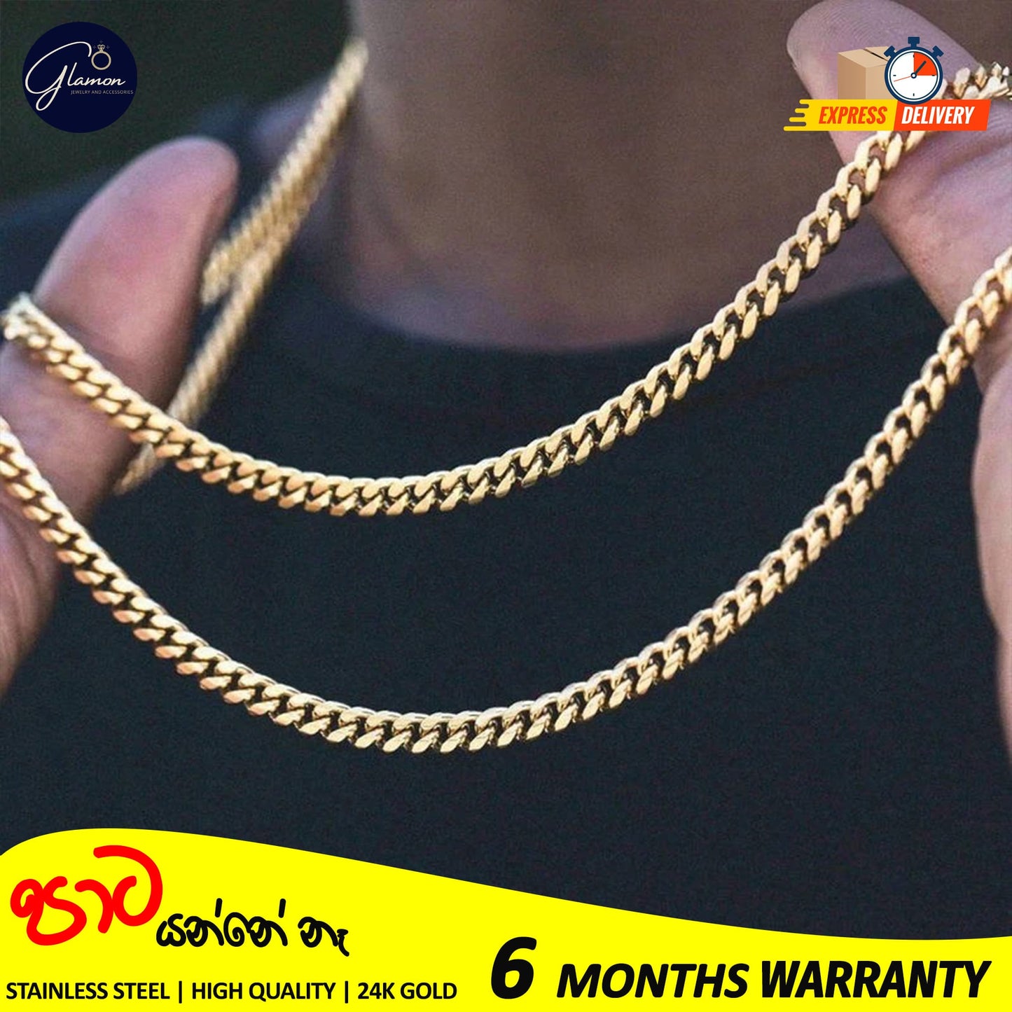 Cuban Link Chain Necklace Waterproof Stainless Steel Gold Color