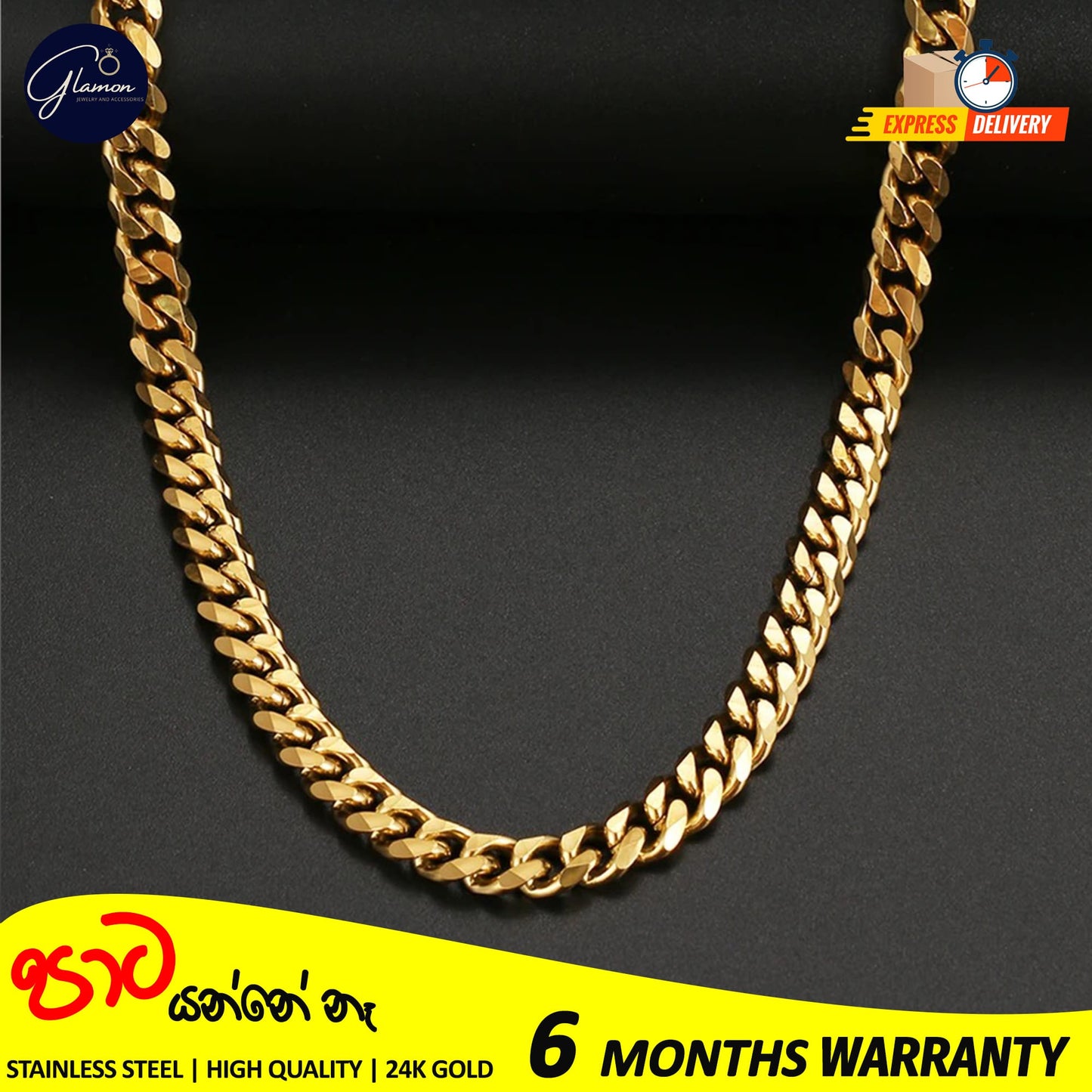 Cuban Link Chain Necklace Waterproof Stainless Steel Gold Color
