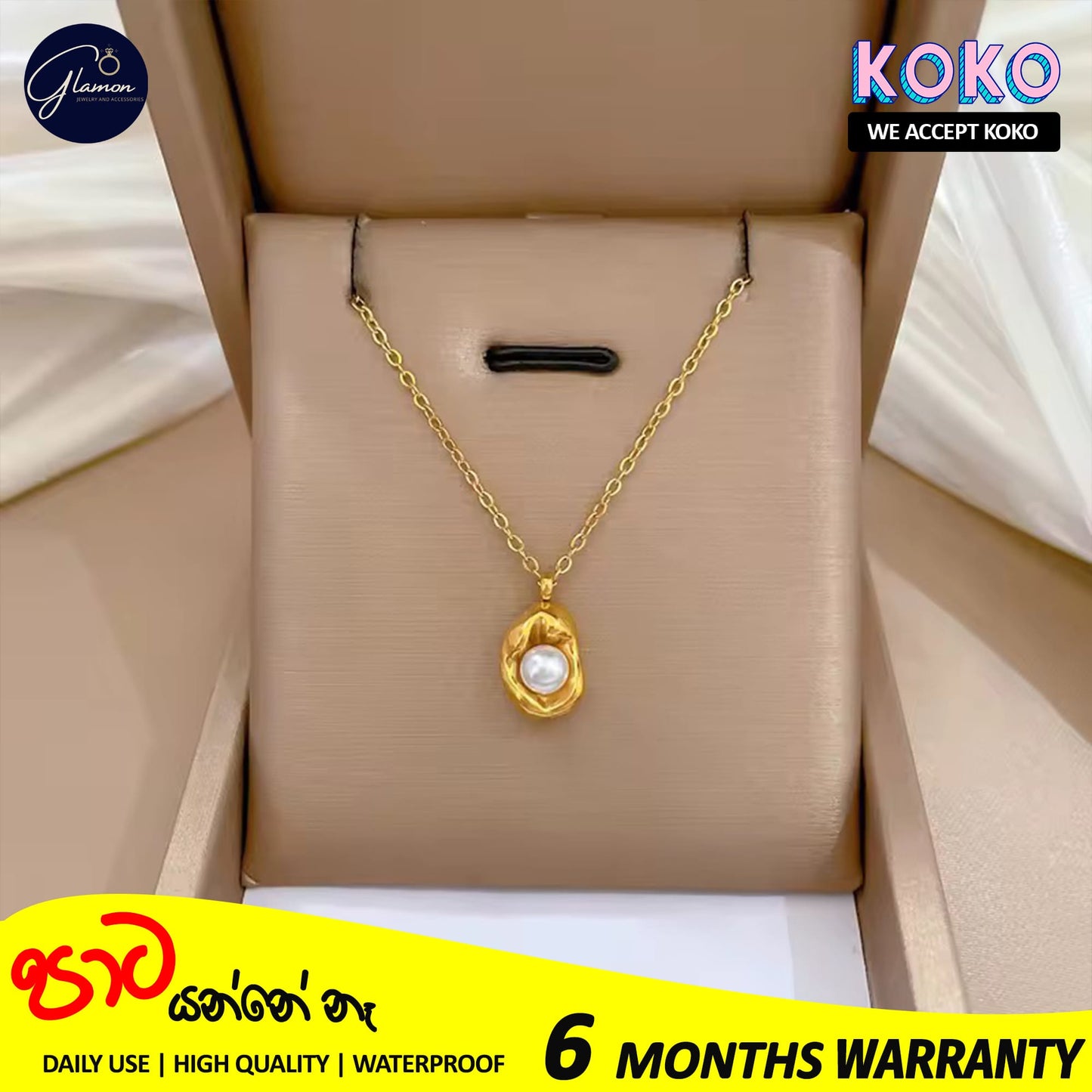 Glamon High-Grade Gold Stainless Steel Women's Pearl Peanut Pendant Necklace For Girls Gold Chain Nekles - Elegant Light Luxury Fashion Jewelry Accessories for Special Occasions, Anniversary Celebrations, Valentine's Day Gifts, and Everyday Wear