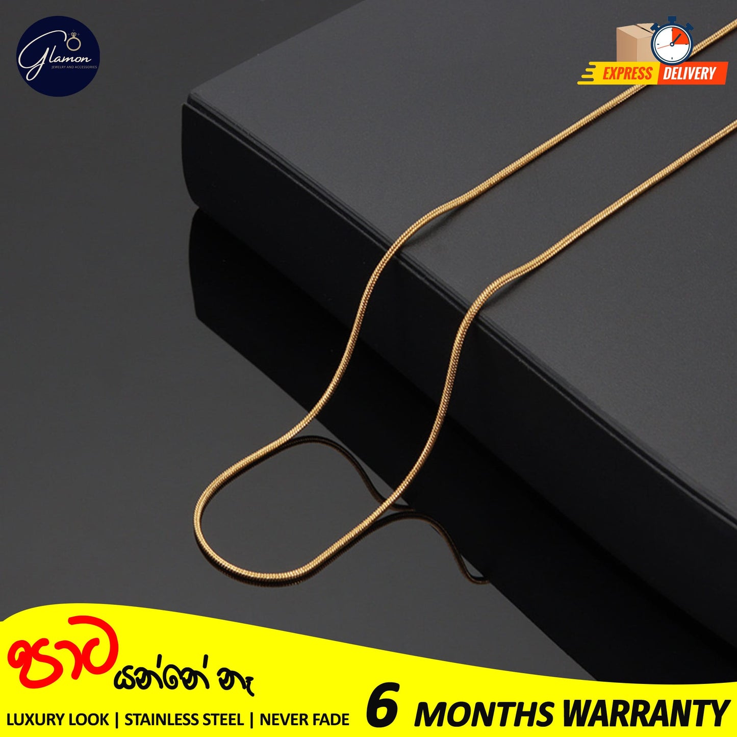 2mm Round Snake Chain Stainless Steel Gold- SIlver