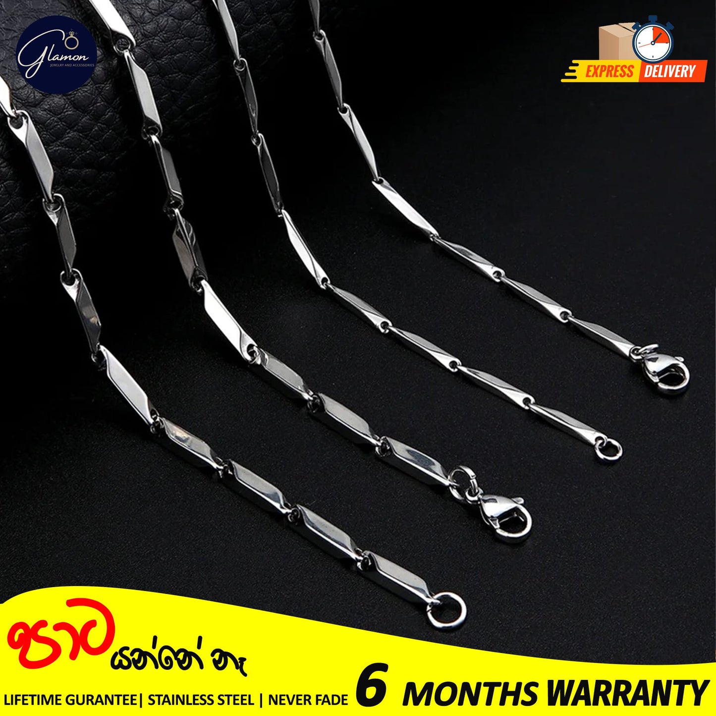 2mm Rhombus Chain Necklace For Men stainless steel Never Fade Waterproof Chain
