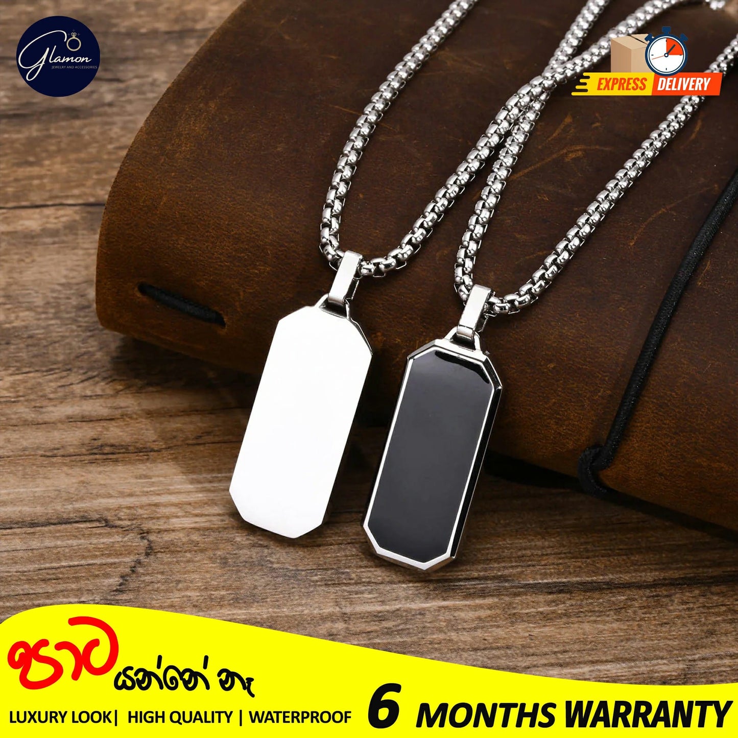 Glamon Stainless Steel Geomatric Pendant and Box Chain Necklace For Men Gold Silver Color Waterproof jewellery