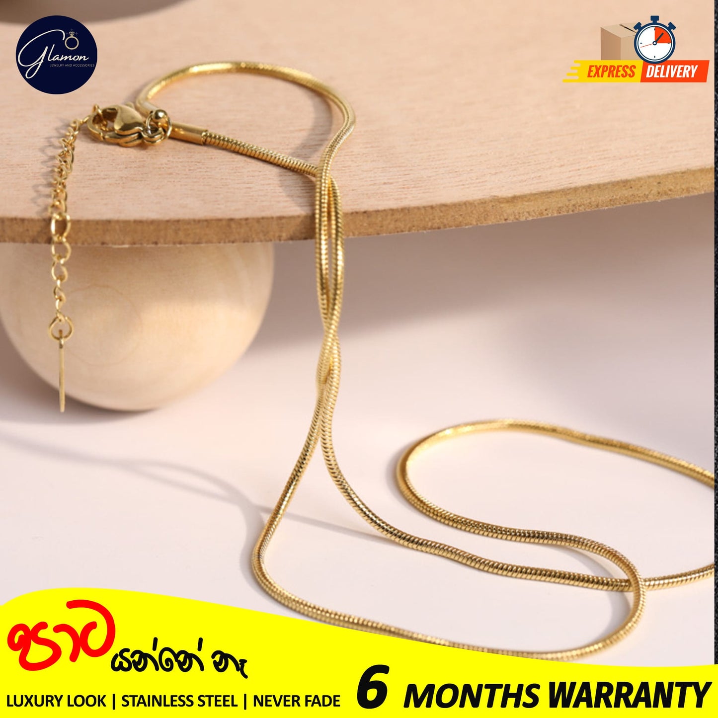 2mm Round Snake Chain Stainless Steel Gold- SIlver