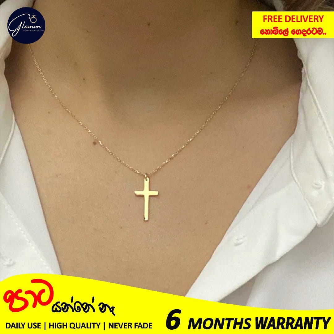 Glamon Stainless Steel Silver Gold Cross Pendant Necklace For Girls High Quality Simple Chain Women Fashion Jewelery Gift