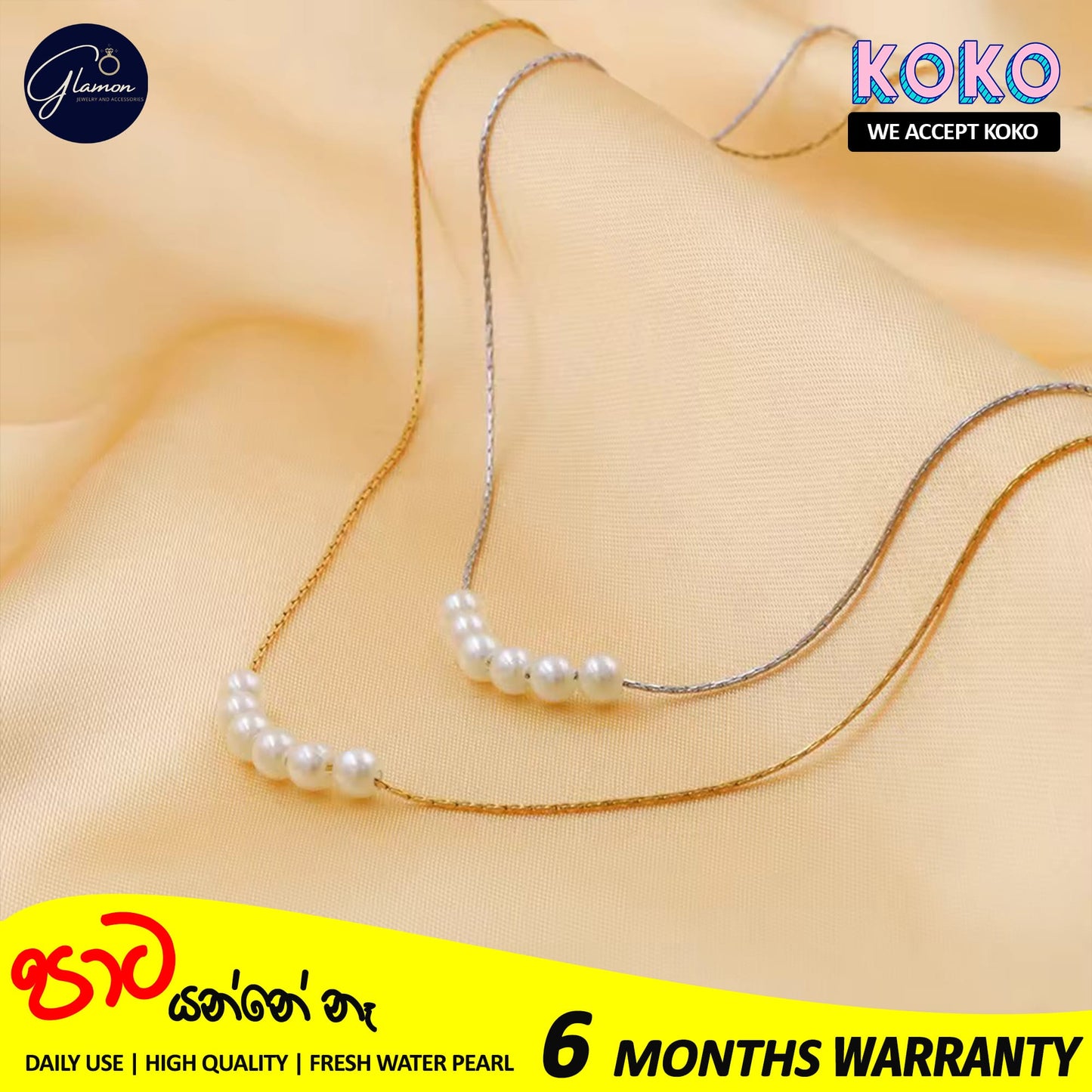Glamon Fresh Water Pearl Necklace For Girls Stainless Steel Gold Chain Necklaces Women Korean Fashion Gold Plated Jewellery Gift For Girlfriend Birthday Valentine Wedding Jewelery
