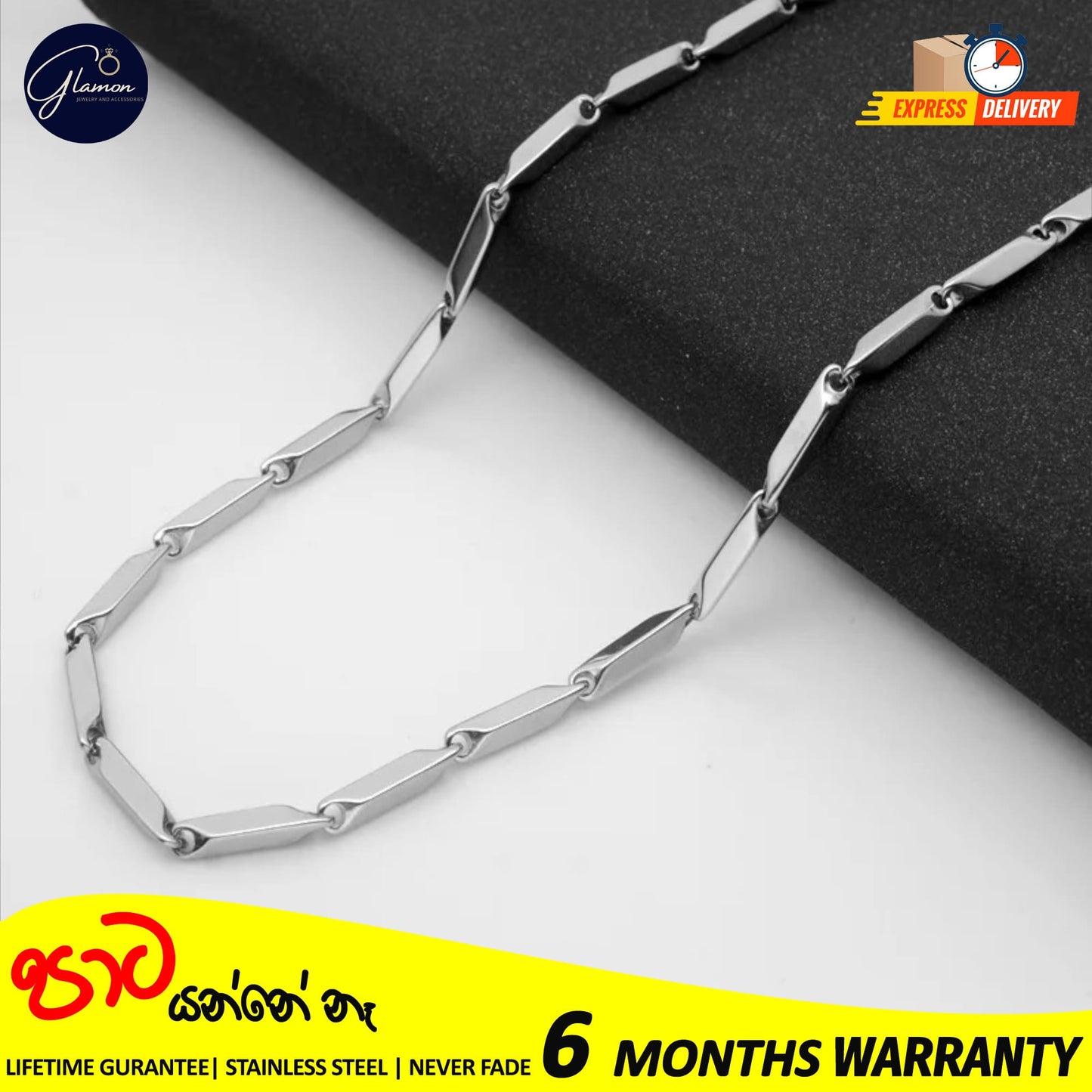 2mm Rhombus Chain Necklace For Men stainless steel Never Fade Waterproof Chain