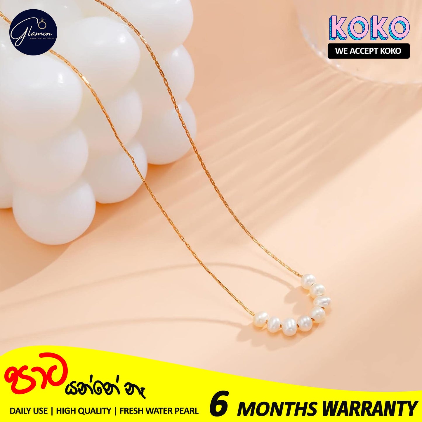 Glamon Fresh Water Pearl Necklace For Girls Stainless Steel Gold Chain Necklaces Women Korean Fashion Gold Plated Jewellery Gift For Girlfriend Birthday Valentine Wedding Jewelery