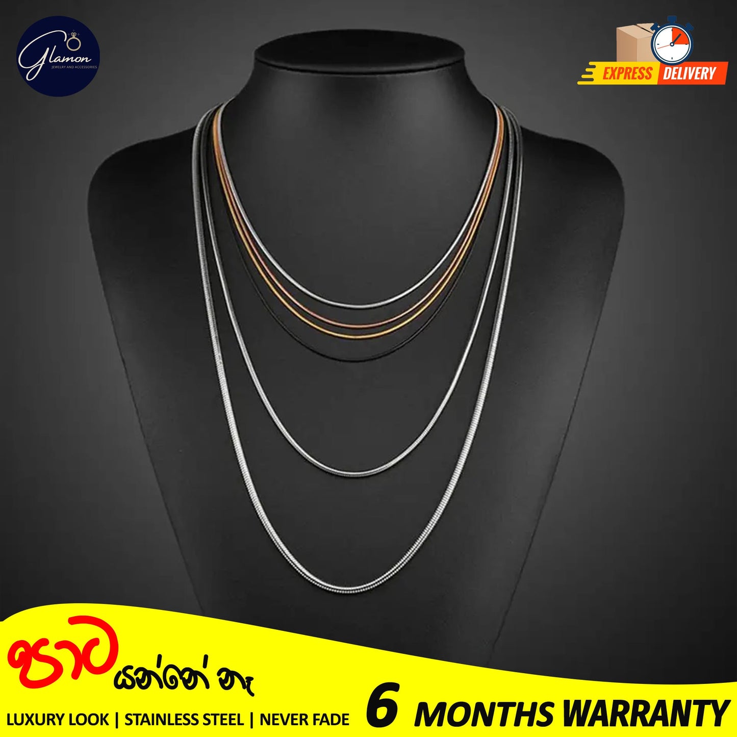 2mm Round Snake Chain Stainless Steel Gold- SIlver