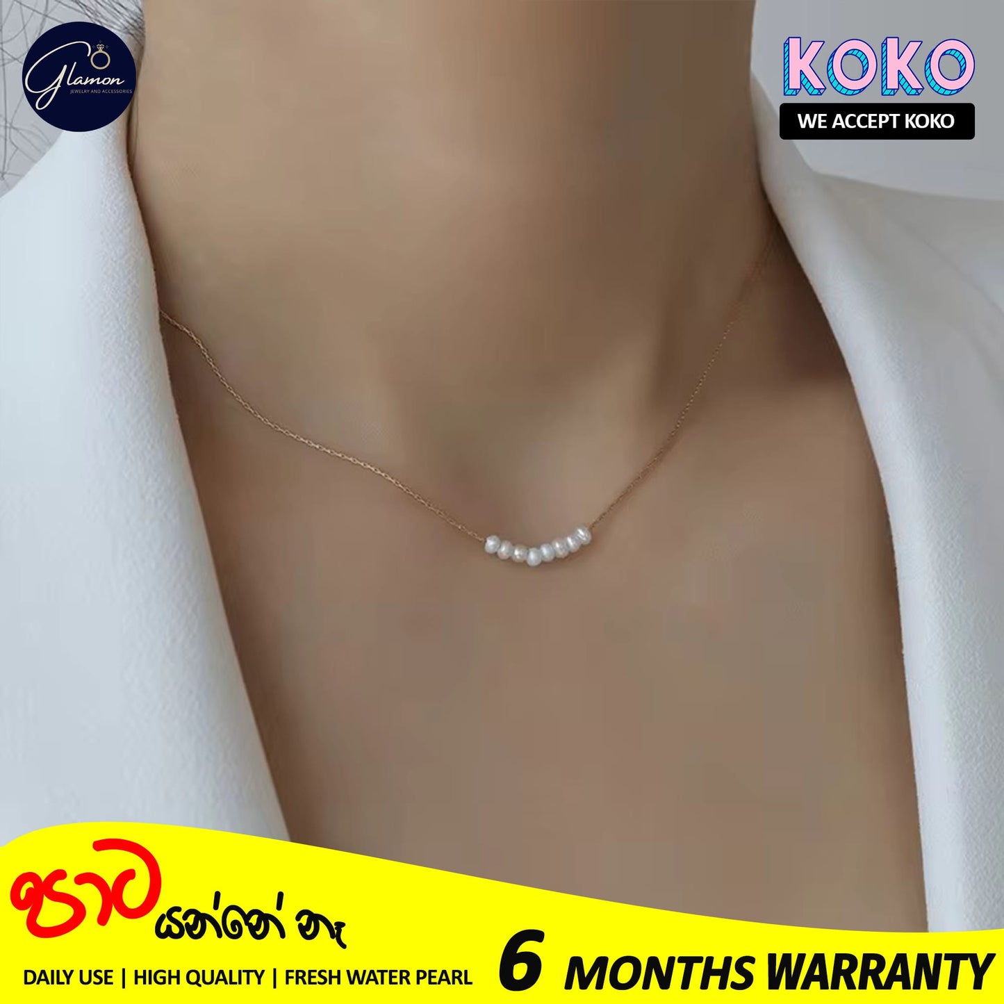 Glamon Fresh Water Pearl Necklace For Girls Stainless Steel Gold Chain Necklaces Women Korean Fashion Gold Plated Jewellery Gift For Girlfriend Birthday Valentine Wedding Jewelery