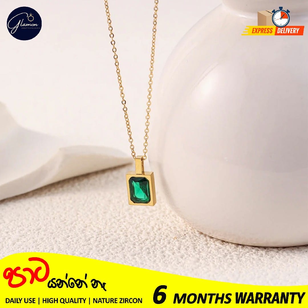 Glamon High Quality Red Green White Necklace For Girls Stainless Steel Gold Chain Clavicle Luxury Zircon Gold Plated necklace Women Jewellery Gift