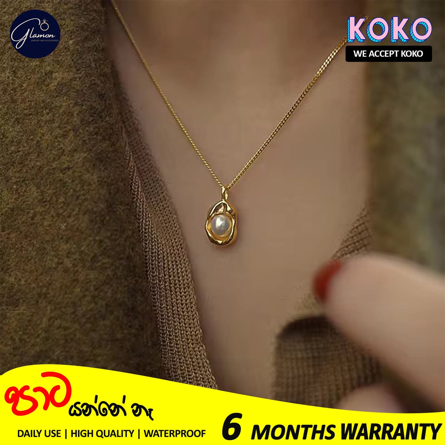 Glamon High-Grade Gold Stainless Steel Women's Pearl Peanut Pendant Necklace For Girls Gold Chain Nekles - Elegant Light Luxury Fashion Jewelry Accessories for Special Occasions, Anniversary Celebrations, Valentine's Day Gifts, and Everyday Wear