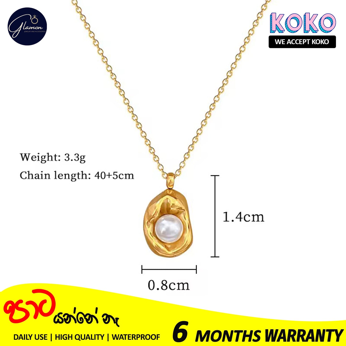 Glamon High-Grade Gold Stainless Steel Women's Pearl Peanut Pendant Necklace For Girls Gold Chain Nekles - Elegant Light Luxury Fashion Jewelry Accessories for Special Occasions, Anniversary Celebrations, Valentine's Day Gifts, and Everyday Wear