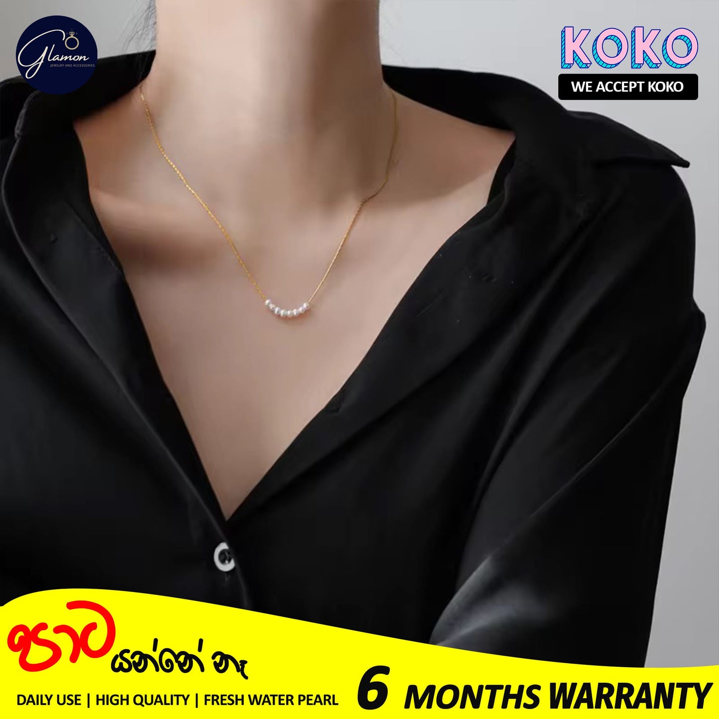 Glamon Fresh Water Pearl Necklace For Girls Stainless Steel Gold Chain Necklaces Women Korean Fashion Gold Plated Jewellery Gift For Girlfriend Birthday Valentine Wedding Jewelery