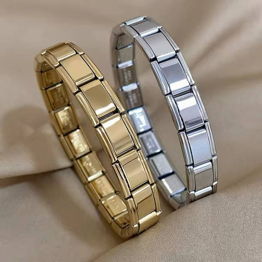 Glamon italian Fashion 9mm Gold Silver Black Stainless Steel Strech Bracelet For Men Women High Quality Waterproof Mens Jewelery Gifts Accessories Gold Plated Bracelets and Bangles Wristband Jewellery