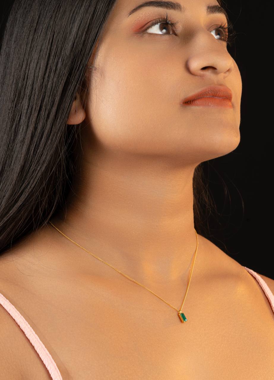 Glamon Minimalist Simple Rectangle Square Zircon Necklace For Girls Birthday Gift