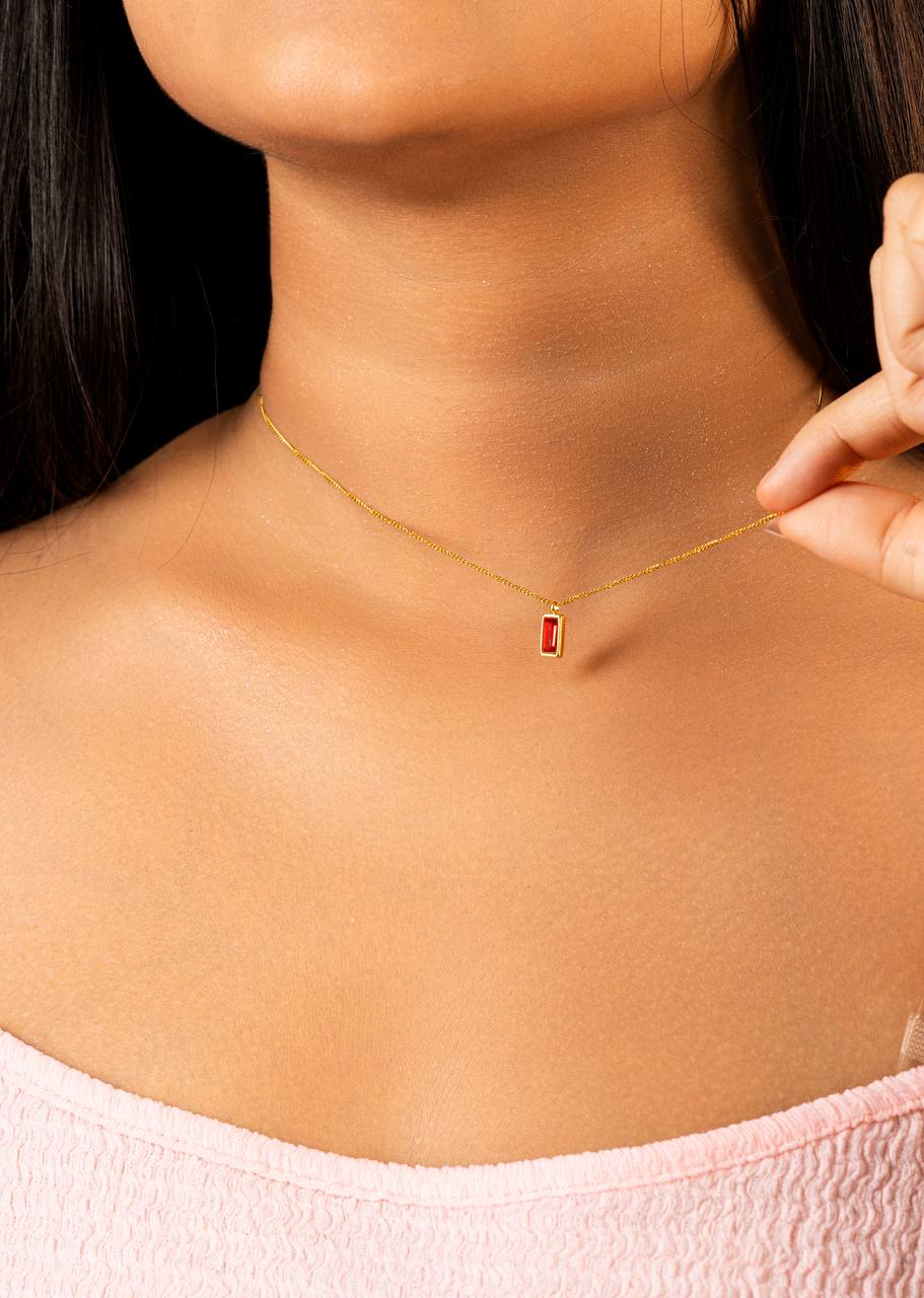 Glamon Minimalist Simple Rectangle Square Zircon Necklace For Girls Birthday Gift
