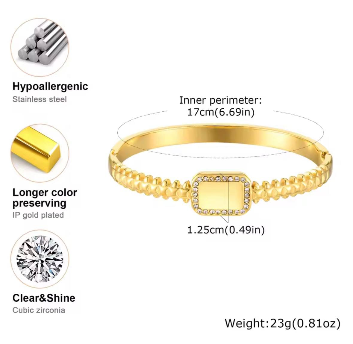 Glamon Signature Glow Bangle - High Quality Gold Coated Customized Name Engraving Bracelet Bangle Gift For Her
