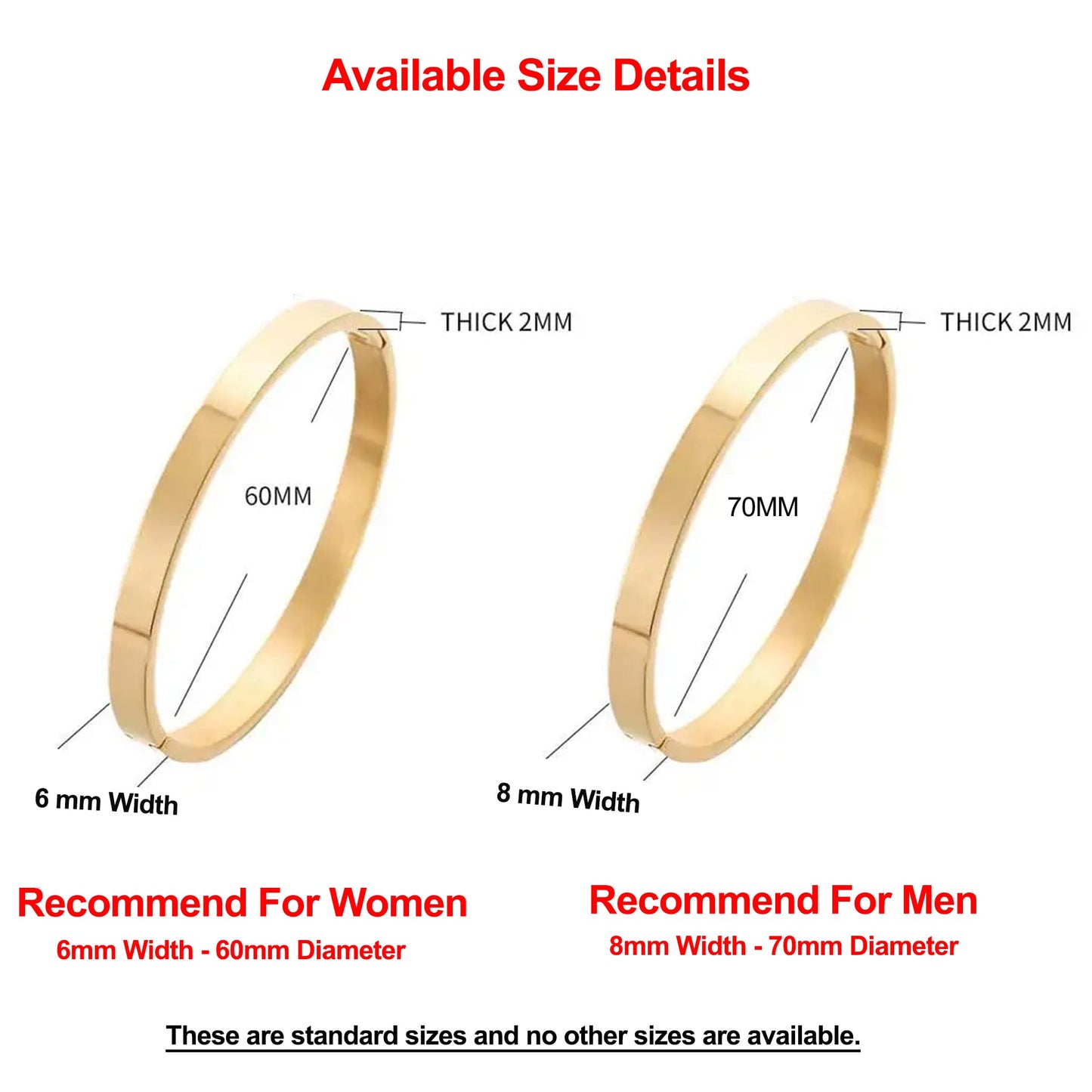 High Polished Plain Gold Bangle For Women Men Stainless Steel