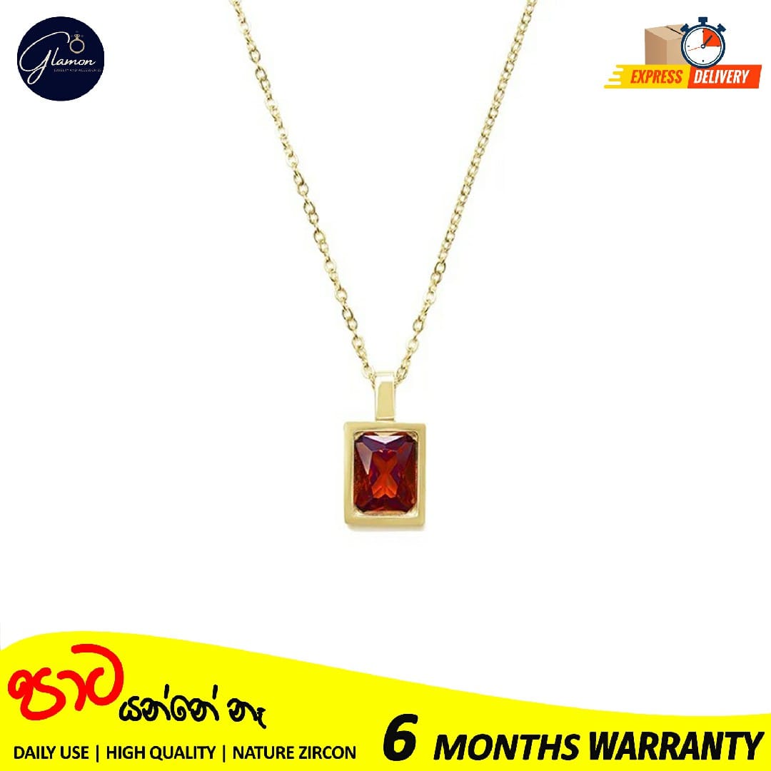 Glamon High Quality Red Green White Necklace For Girls Stainless Steel Gold Chain Clavicle Luxury Zircon Gold Plated necklace Women Jewellery Gift