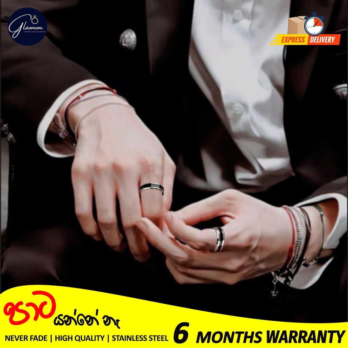 Stainless Steel Classic Black Enamel Rings For Boys High Quality Never Fade