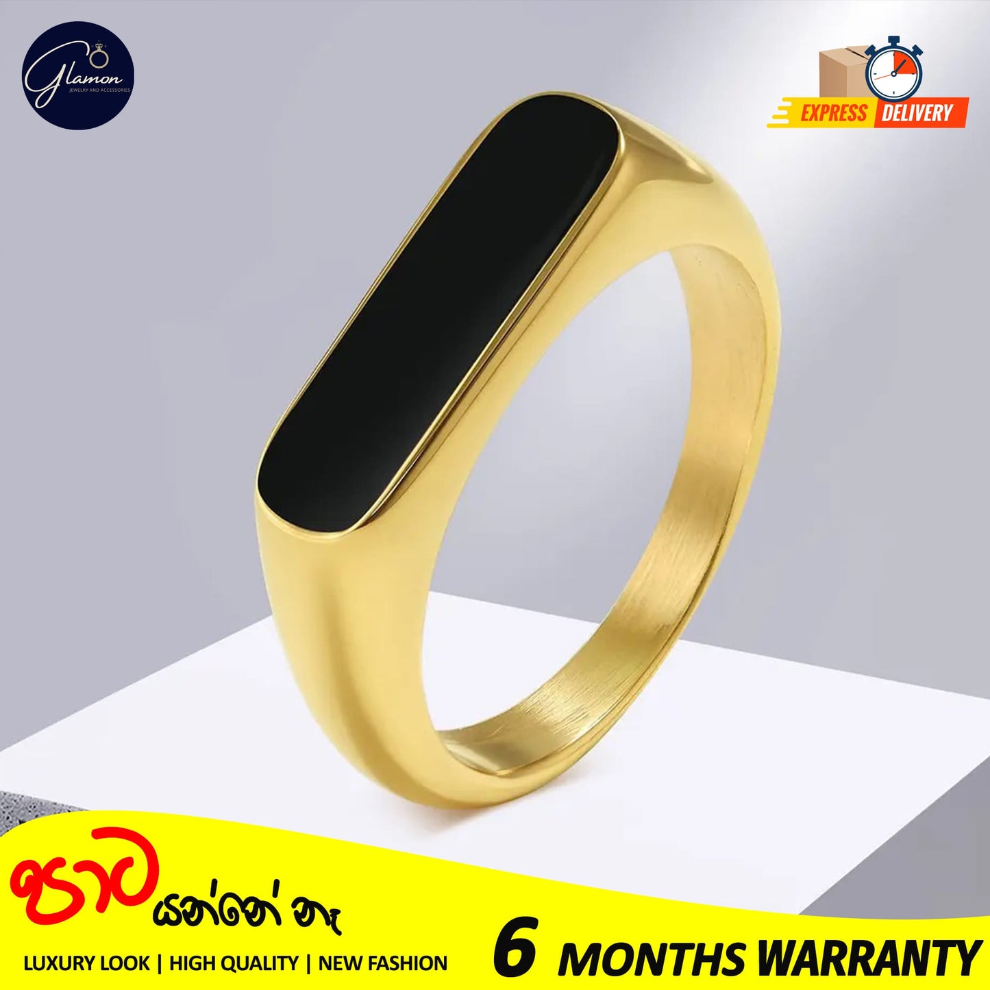 Glamon BlackWave Gold Ring For Men Women Stainless Steel Simple Trendy Fashion Vintage Rings Women Men unisex Jewelery Gift