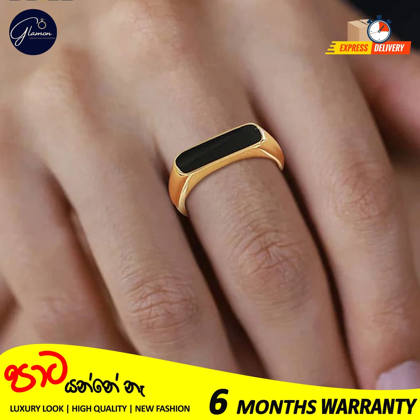 Glamon BlackWave Gold Ring For Men Women Stainless Steel Simple Trendy Fashion Vintage Rings Women Men unisex Jewelery Gift