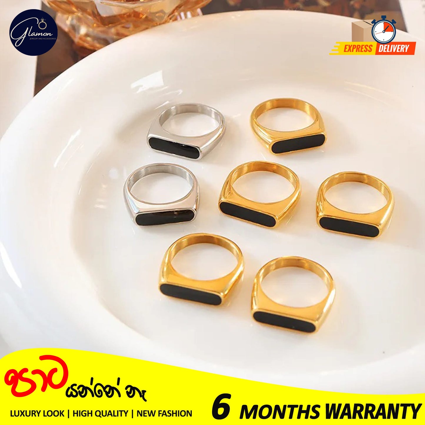 Glamon BlackWave Gold Ring For Men Women Stainless Steel Simple Trendy Fashion Vintage Rings Women Men unisex Jewelery Gift