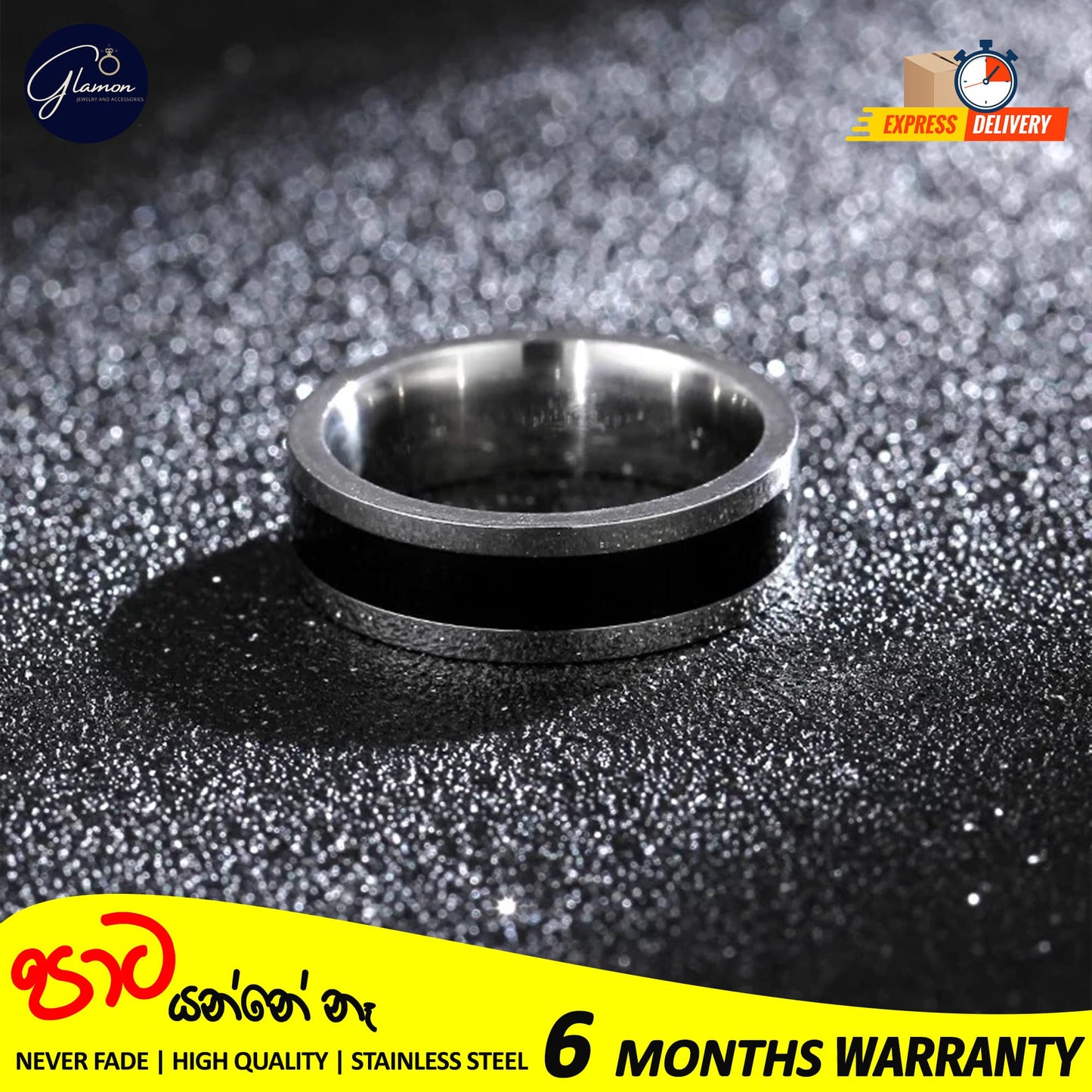 Stainless Steel Classic Black Enamel Rings For Boys High Quality Never Fade