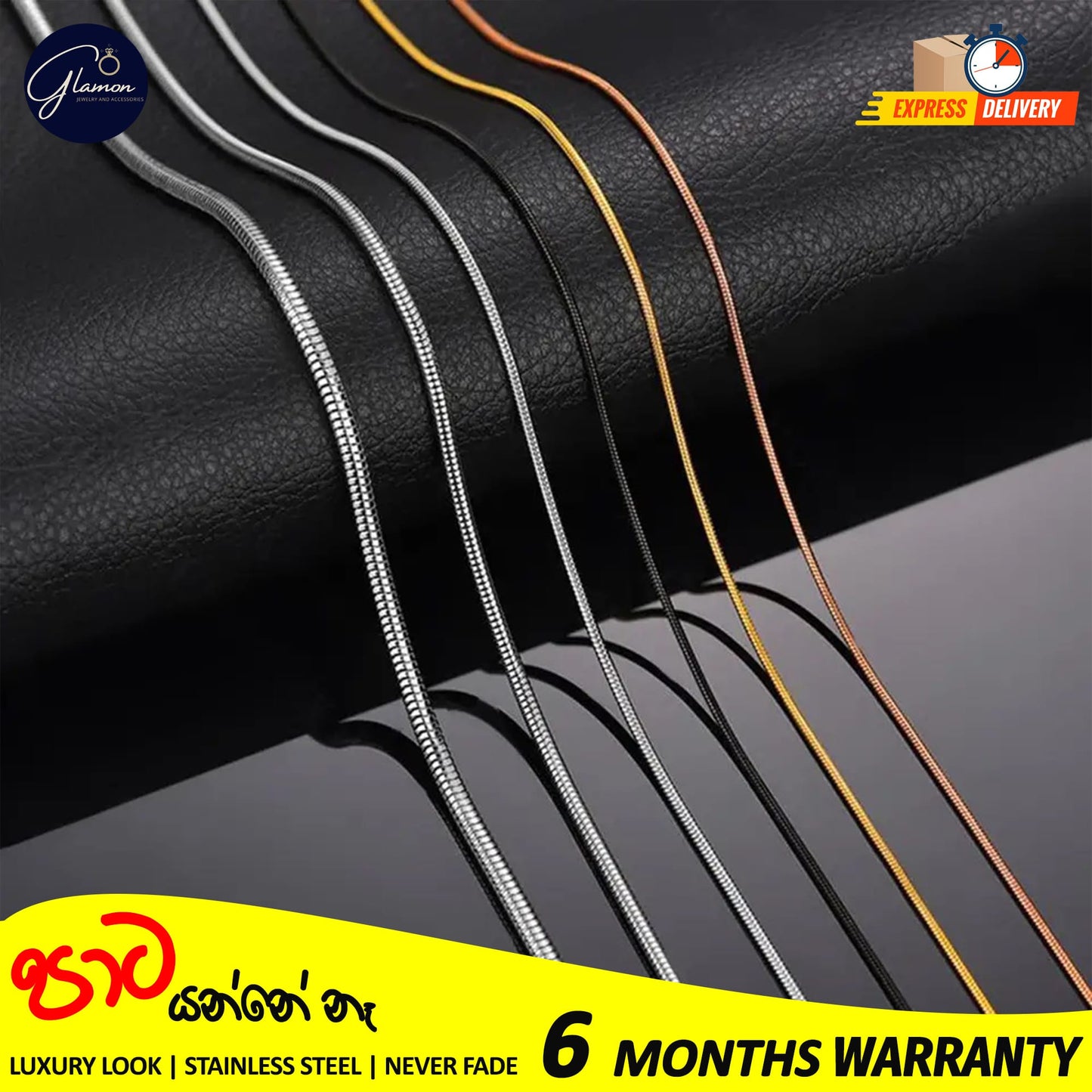 2mm Round Snake Chain Stainless Steel Gold- SIlver