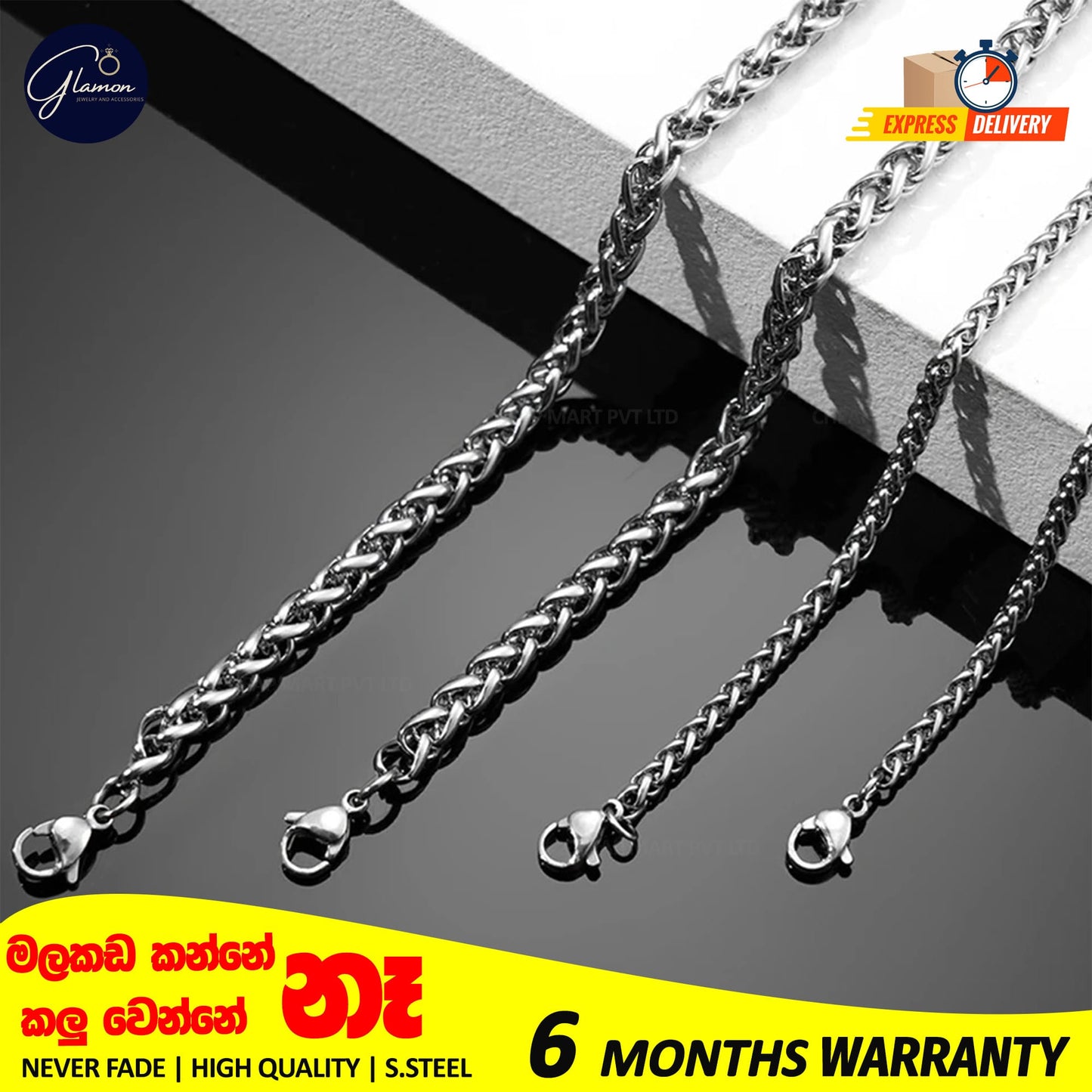 Glamon High Quality Stainless Steel 925 Silver Color Wheat Link Chain Bracelet For Men Never Fade Solid Mens Bracelet Fashion jewellery Breslet For Men