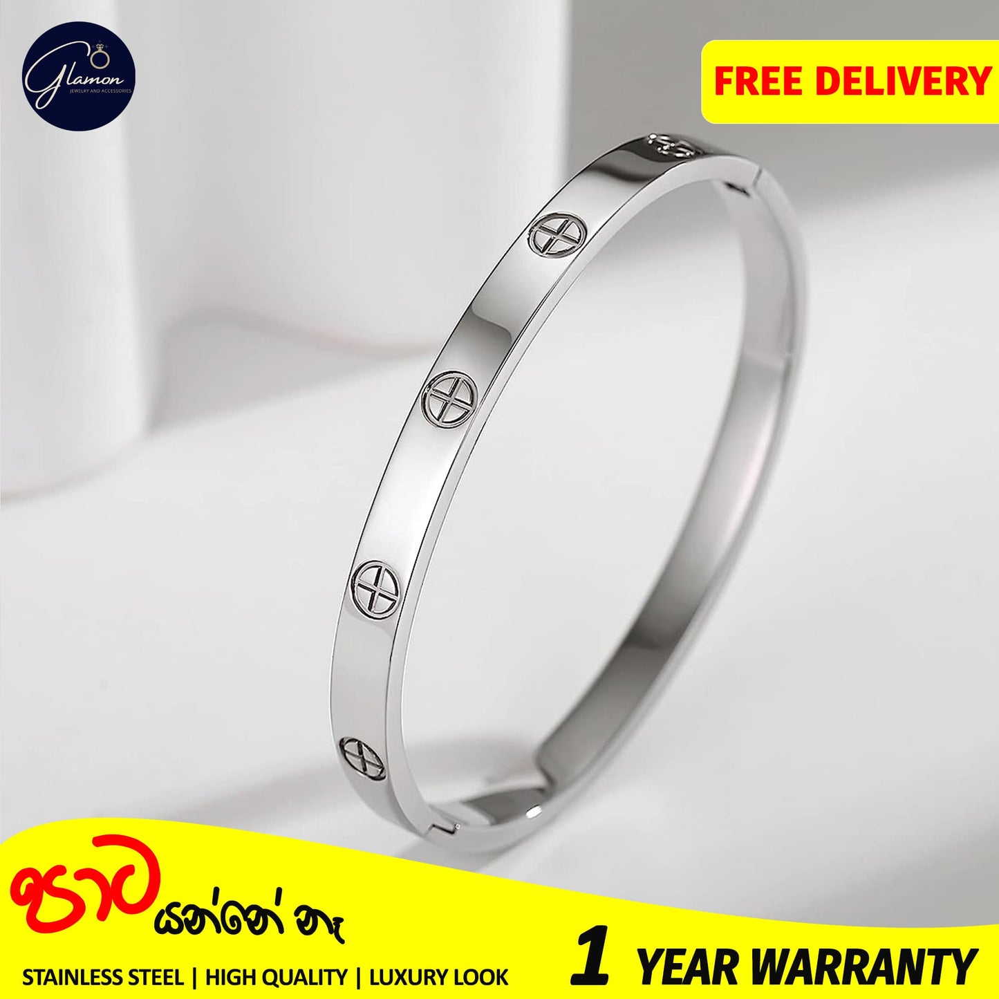Glamon Cartier Bangle For Women Men Bracelets High Quality 316L Stainless Steel Silver Bracelet For Girls Luxury Jewellery