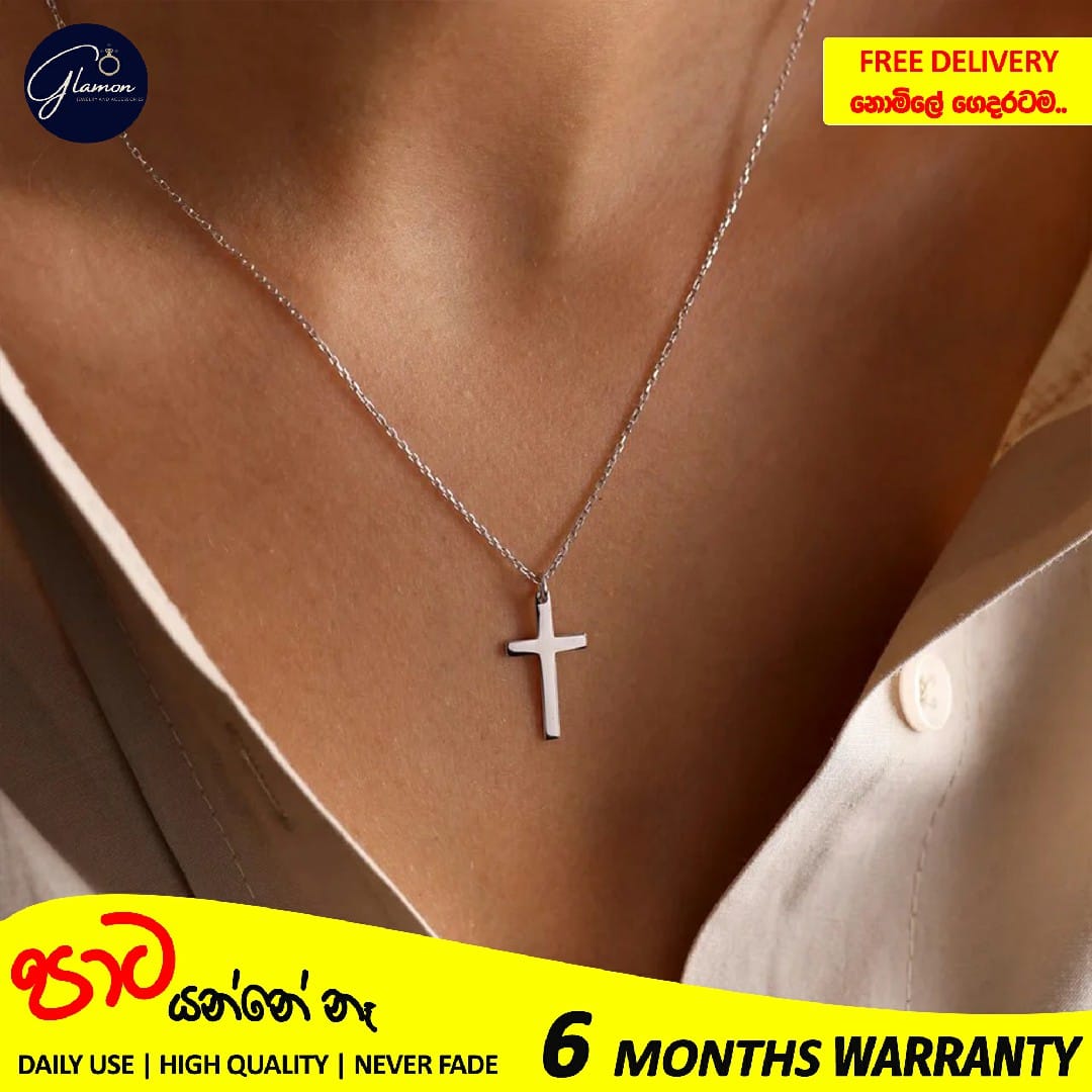 Glamon Stainless Steel Silver Gold Cross Pendant Necklace For Girls High Quality Simple Chain Women Fashion Jewelery Gift