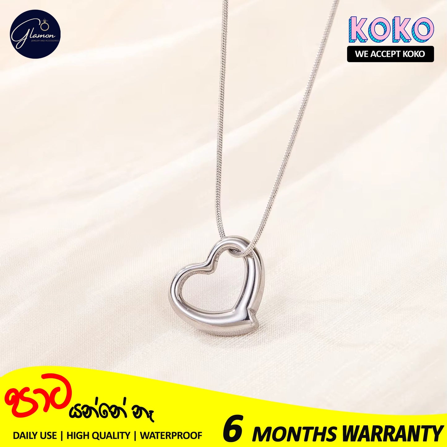 Glamon Amora Heart Necklace For Girls High Quality Waterproof 316L Stainless Steel Simple Timeless Elegance Girls Nekles Stylish Fashion Jewelery Love Gift