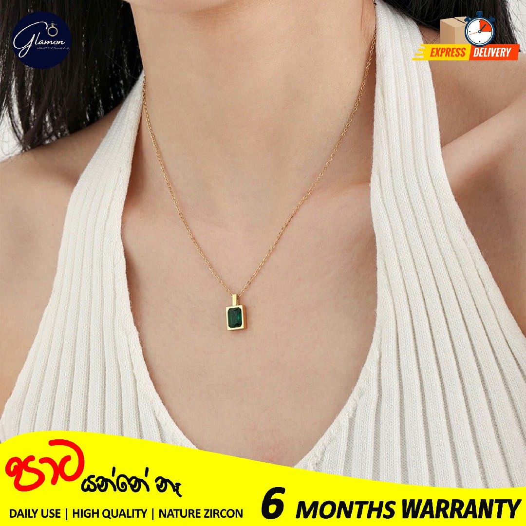 Glamon High Quality Red Green White Necklace For Girls Stainless Steel Gold Chain Clavicle Luxury Zircon Gold Plated necklace Women Jewellery Gift