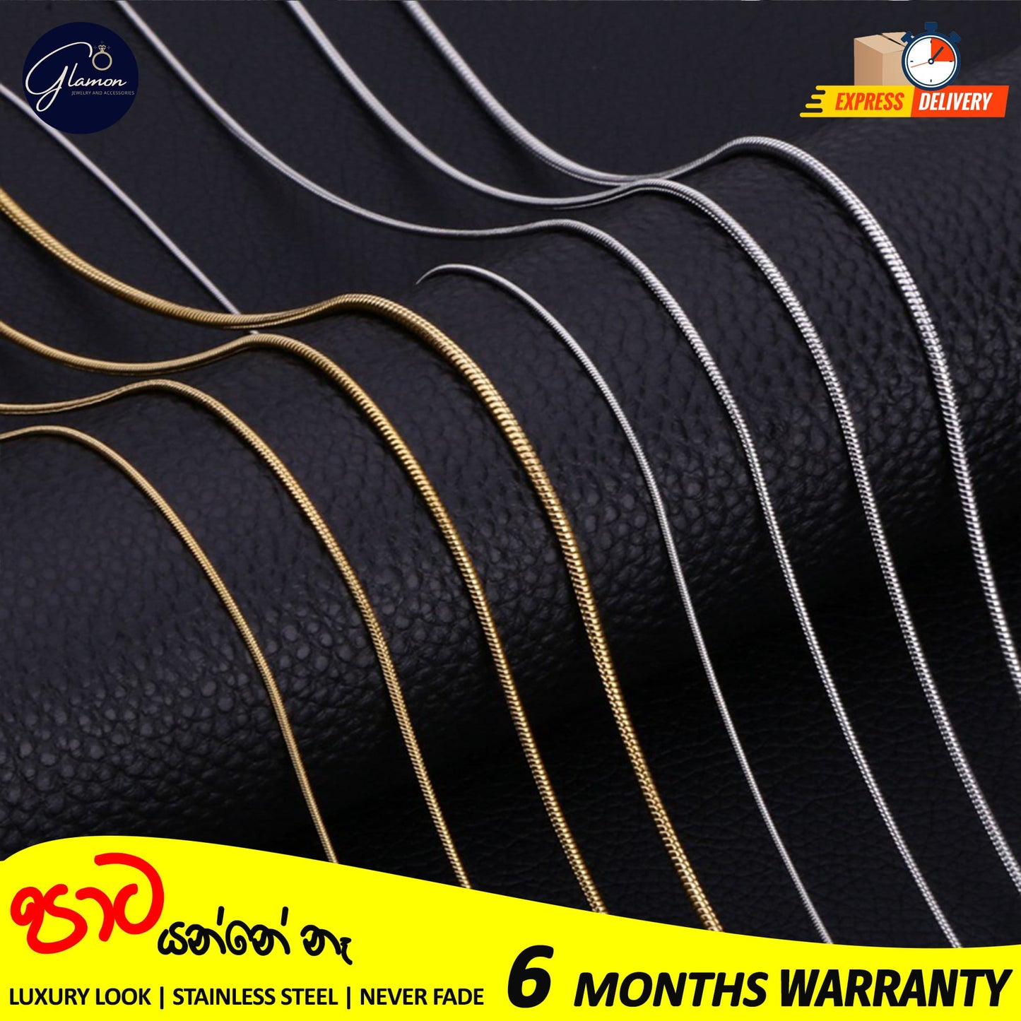 2mm Round Snake Chain Stainless Steel Gold- SIlver