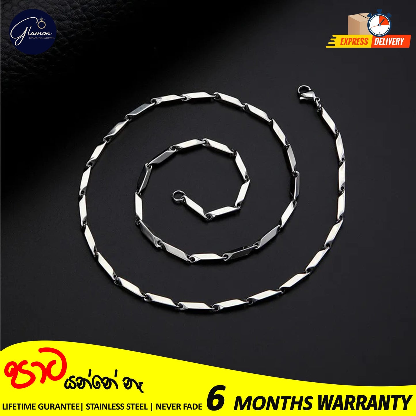 2mm Rhombus Chain Necklace For Men stainless steel Never Fade Waterproof Chain