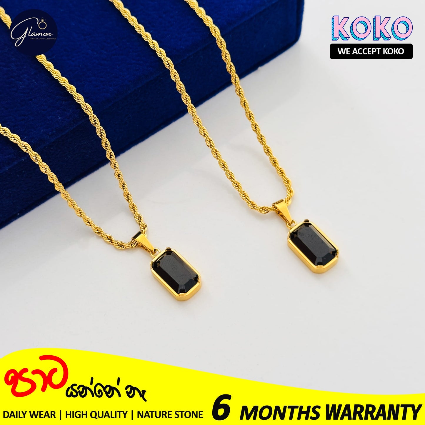 Glamon Dark Aura Necklace - Black ONYX Nature Stone
